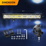 20Inch 420W Triple Row Led Light Bar Spot Flood Combo Driving Lighting Mounting Bracket Horizontal Bar Tube Working Light with 16AWG Wiring Harness for Truck Golf Cart Boat