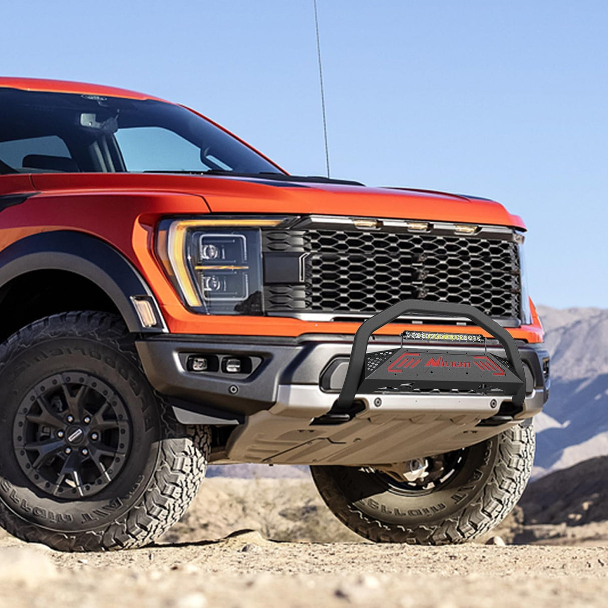 Bull Bar with Light Bar&License Plate Hole Compatible for Ford F-150 F150 2004-2026 Truck Brush Guard, Front Bumper Push Bar w/Grille Skid Plate Light Mount