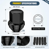 20PCS M14x1.5 Lug Nuts Compatible with 2012-2018 Ram 1500 | for 2019-2022 Jeep Wrangler/Gladiator 2011-2024 Grand Cherokee One-Piece Solid Black Steel OEM Factory Wheel Nuts Replace