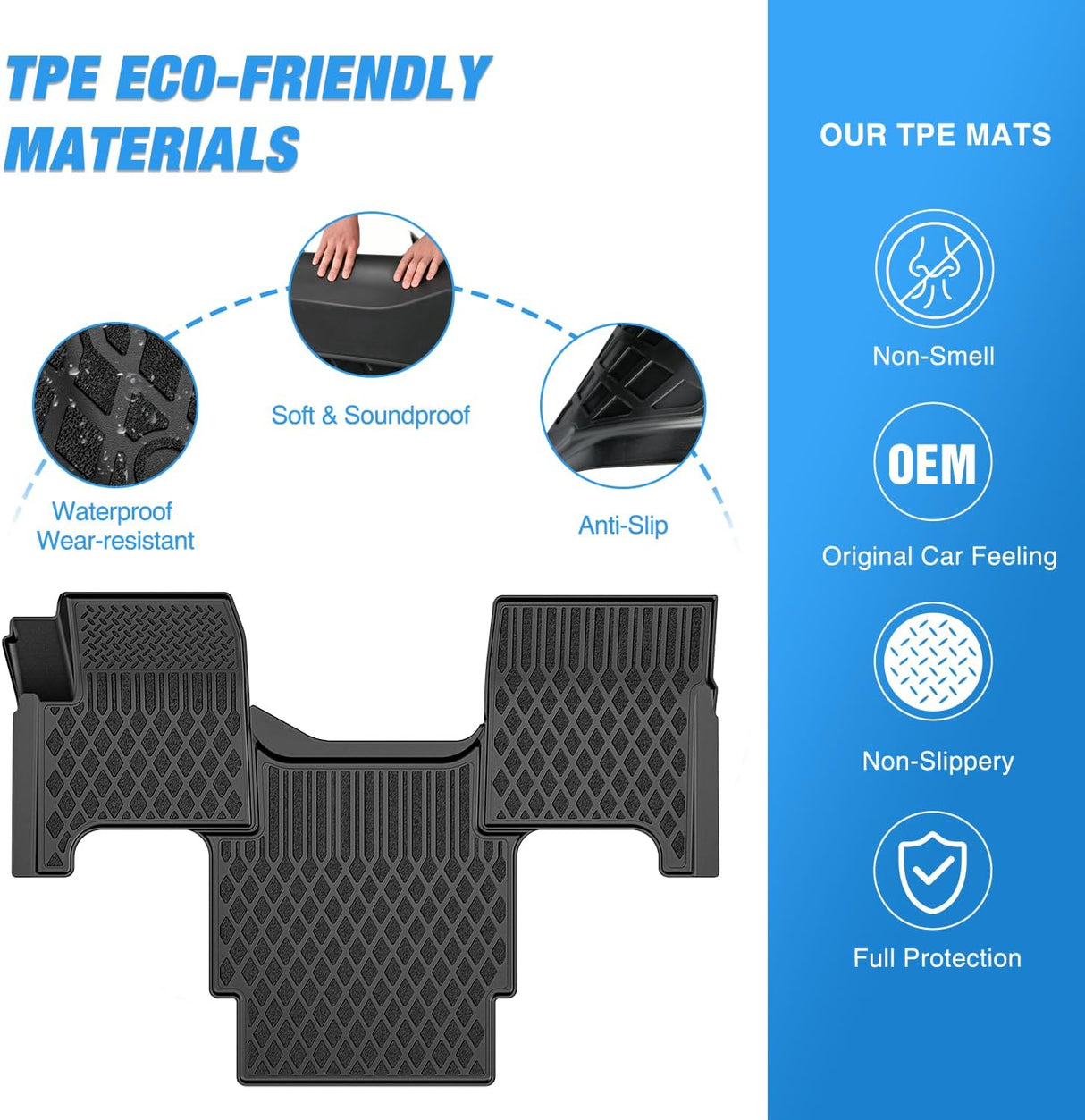 TPE Floor Mats for Volvo VNL 300 430 630 670 730 780 2004-2018 Volvo VT Models 2006-2010 All Weather Custom Fit Heavy Duty Floor Liners
