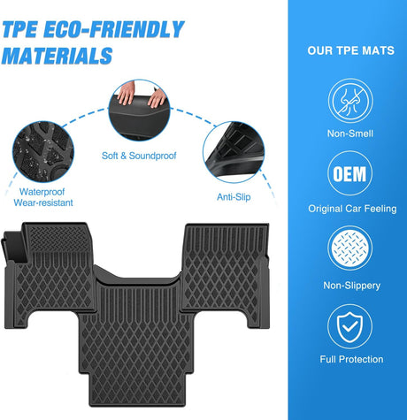 TPE Floor Mats for Volvo VNL 300 430 630 670 730 780 2004-2018 Volvo VT Models 2006-2010 All Weather Custom Fit Heavy Duty Floor Liners