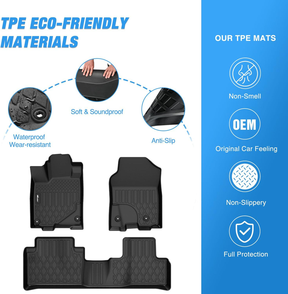 Floor Mat TPE Floor Mats for Acura RDX 8-Way Power Seats 2013 2014 2015 2016 2017 2018, All Weather Custom Fit Heavy Duty Floor Liners