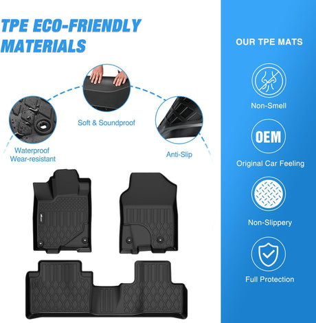 Floor Mat TPE Floor Mats for Acura RDX 8-Way Power Seats 2013 2014 2015 2016 2017 2018, All Weather Custom Fit Heavy Duty Floor Liners