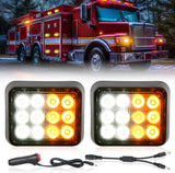 12LED Magnetic Wireless Trailer Lights 2PCS Rechargeable Portable Hazard Beacon Warning Light Amber and White Emergency Strobe Light for Trucks Trailers Vehicles Cars Bus Surface Mount