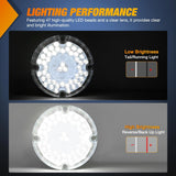 Tail Lights 2PCS 7Inch Round 47LED White Reflex Lens | IP67 Waterproof Marker Clearance Reverse Backup Running Taillights for Trailer Truck Pickup Camper RV Bus