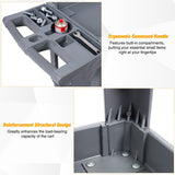 Heavy Duty 3-Shelf Plastic Utility Cart - 550 lbs Capacity Rolling Service Cart with 5 Inch TPU Silent Wheels & Integrated Tool Handle - Grey