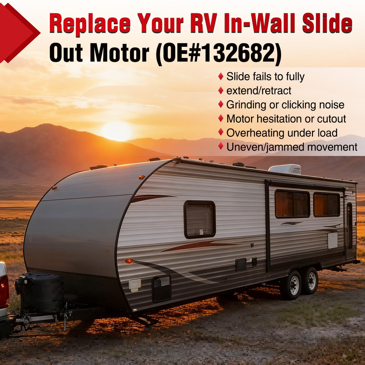 132682 RV Slide Out Motor Replacement for Lippert Tuson 18:1 | Compatible with Tuson Actuators Lippert Through Frame Slide-Out System 18:1 Gear Ratio for Travel Trailer Camper