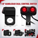 Motorcycle 7/8 Inch (22mm) Handlebar Switch Plug and Play 12V Waterproof On Off Push Button Dual Control for ATV UTV Driving Light Bar