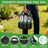 Gardening Tools 7-Piece Heavy Duty Garden Tool Set Gardening Supplies Gifts for Women Men Gardening Hand Tool Kit with Non-Slip Ergonomic Handle, Durable Garden Bag, Pruning Shears, Black Green