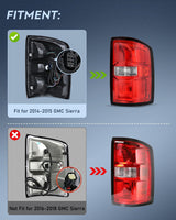 Taillight Assembly Compatible with 2014 2015 GMC Sierra 1500 | 2015 GMC Sierra 2500HD 3500HD Tail Light OE Style Rear Lamp Replacement Driver and Passenger Side