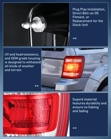 Taillight Assembly Compatible with 2008 2009 2010 2011 2012 Ford Escape Tail Lights Rear Lamp Replacement OE Style Passenger Side