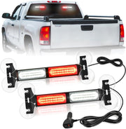 40LED Red White Emergency Strobe Traffic Advisor Light Bar with Suction Cups Dash Safety Warning Hazard Flashing Lights Interior Front/Rear Windshield for Trucks Construction Vehicles