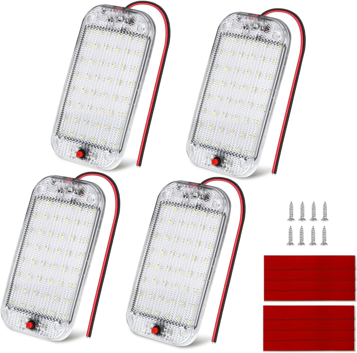 LED Dome Light 8PCS 6 Inch Interior Light White | 48 LEDs 800LM Output with On Off Switch and 12V-85V Compatibility for RV Enclosed Cargo Trailer Truck Boat and Van