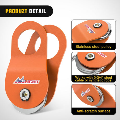 10 Ton Winch Snatch Block Towing Pulley Blocks 22,000 LBS Capacity, Winch Hook Accessories, Heavy Duty Offroad Recovery Accessory for Truck, Tractor, ATV & UTV