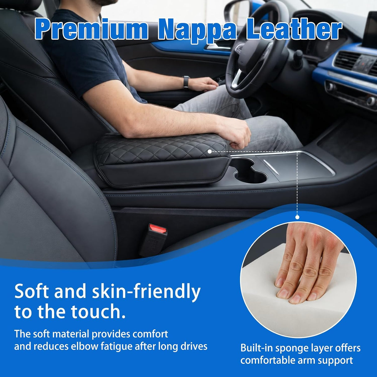 Center Console Cover Fit for Chevy GMC Silverado Sierra 2019-2026 | for Tahoe Yukon Suburban 2021-2026 Bucket Seat Accessories Middle Armrest Cover for Car Waterproof Leather Arm Rest Cushion