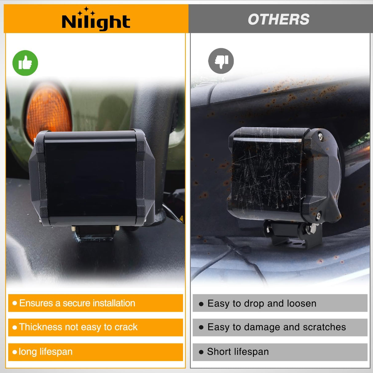 Light Bar Cover for 4 Inch LED Pods, 2 PCS Black Protective Durable Polycarbonate Lens Waterproof Dustproof Scratch-Proof for Double-Row Off Road Driving Lighting