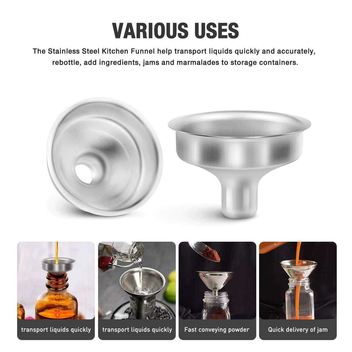 Stainless Steel Mini Funnel for Essential Oil Bottles Flasks 6PCS