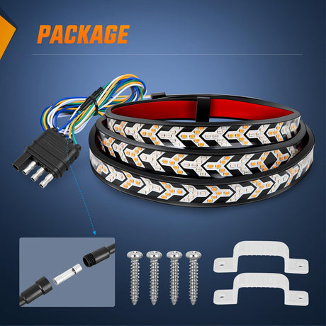 Truck Tailgate Light Strip 48Inch Arrow 432 LED with Red Running Brake Lights Amber Turn Signals Strobe Lights