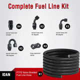 10AN 20FT PTFE Fuel Hose Kit with AN10 Fittings & Hose Separators | Fit E85 Nylon Stainless Steel Braided Fuel Hose with 12PCS Fittings Universal for Automotive Racing Engines