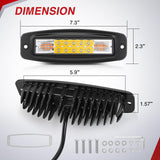 Flush Mount LED Light Pods 2PCS 6 Inch 60W Amber White 3 Lighting Modes Fog Lights Spot Flood Beam with Dual Control 18AWG Wiring Harness for Truck Pickup Golf Cart UTV ATV SUV Boat 4x4 Car