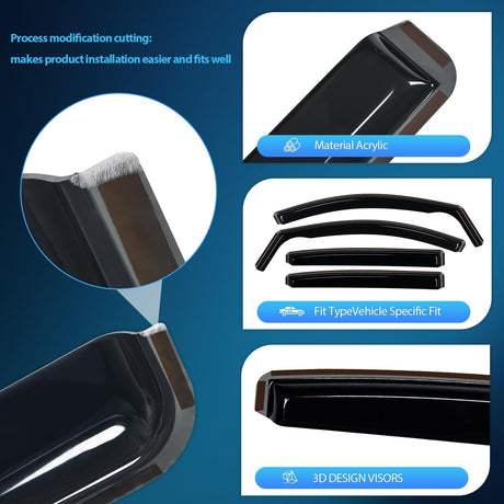 in-Channel Rain Guards for Chevrolet (Chevy) Equinox 2018 2019 2020 2021 2022 2023 2024, Vent Window Visors, Original Window Deflectors-4PCS