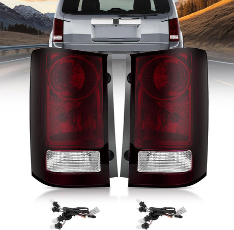Taillight Assembly Compatible with 2009 2010 2011 2012 2013 2014 2015 Honda Pilot Smoked Red Tail Lights Rear Lamp Replacement OE Style Driver and Passenger Side w/Bulbs