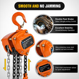 1/2 Ton 1100 lbs Manual Chain Hoist 80 Galvanized Chain 10 ft Lifting Height Industrial Grade Steel Structures for Garages Warehouse Automotive Machinery