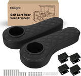Golf Cart Armrests 2PCS Black Diamond Flip Stand Cup Holder | No Drilling Detachable PU Leather Armrest with Iron Bracket Fits 1 Inch Square Tubes for EZGO Club Car Yamaha Rear Seat
