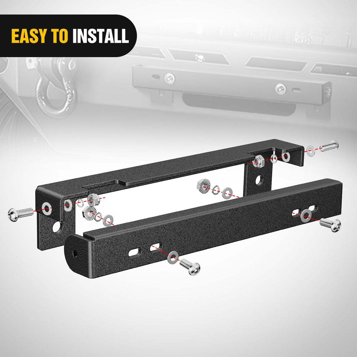 Universal Flip-Up Plate Frame for 10 Inch Hawse Fairlead Mount Front License Bracket Holder Relocation Bumper Winch Mount Roller Fit for Most Pickup Trucks Off-Road Cars SUVs