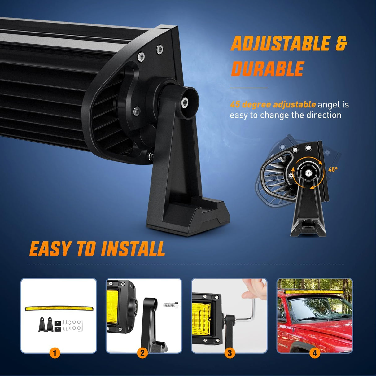 52 Inch LED Light Bar 783 LED Chips Curved Triple Row Fog Light Yellow Beam Spot Flood Combo High Power LED Driving Lights Off Road Lights for Trucks SUV UTV ATV Truck Van 4x4 Boat