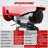 440LBS Electric Hoist 110V Electric Hoist Winch with Wireless & Wired Remote Control, Hoist Lift Winch Single/Double Slings 39FT Lifting Height w Emergency Stop for Garage Warehouse Factories