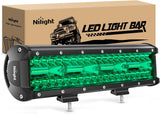 12 Inch LED Light Bar Green Triple Row 240W Spot Flood Combo Off Road Driving Fog Fishing Hunting Emergency Safety Lighting for UTV Pick-up Van Boat Tractor