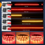 Truck Tailgate Light Strip 48Inch Arrow 432 LED with Red Running Brake Lights Amber Turn Signals Strobe Lights