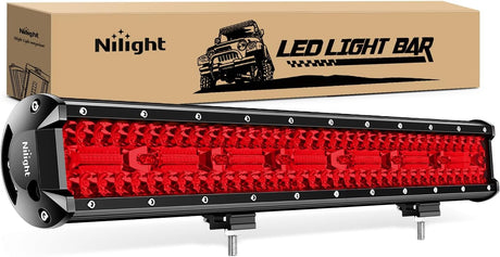 20 Inch LED Light Bar Red Triple Row 420W Spot Flood Combo 42000LM Driving Boat Off Road Fishing Hunting Emergency Safety Lighting for UTV Pick-up Van Tractor