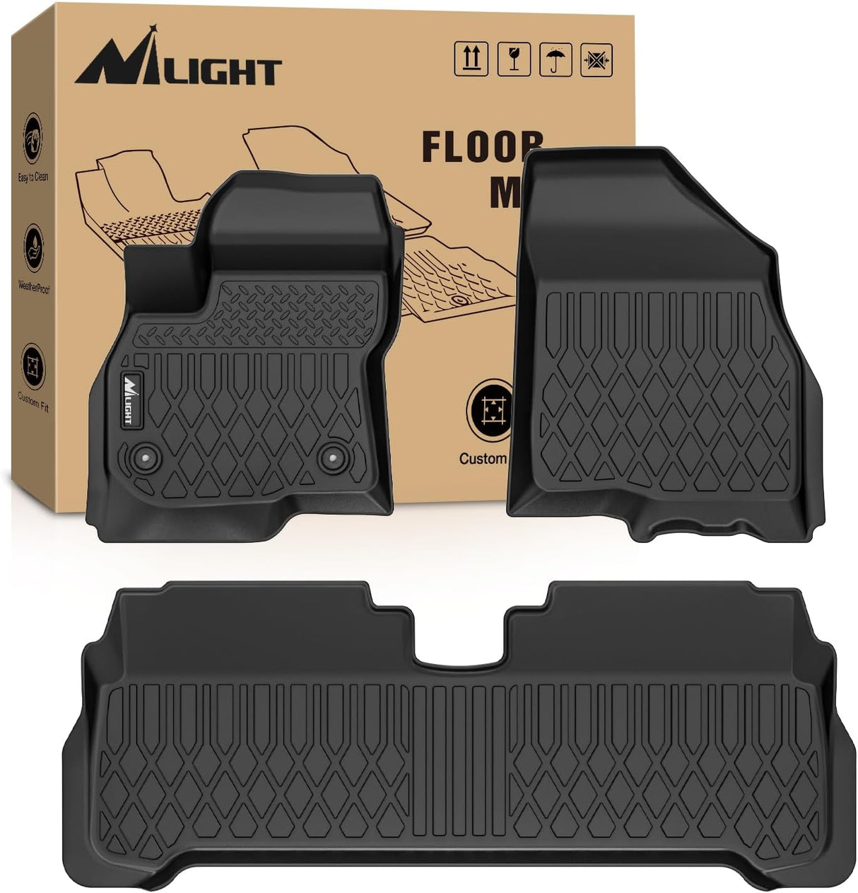 TPE Floor Mats for Chevy Bolt EUV 2022 2023 2024, All Weather Custom Fit Heavy Duty Floor Liners