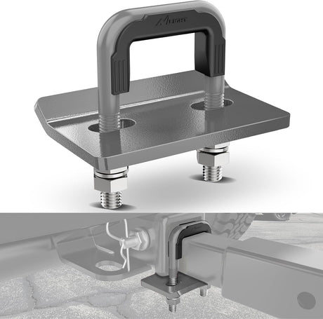 Trailer Hitch Tightener for 2 Inch Trailers Hitches Mount Anti Rattle Heavy Duty Steel with Rubber Cover Grey U Bolt Glossy Coating Plate Electrophoresis Anti-Rust Triple Protective