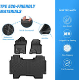 TPE Floor Mats for Dodge Ram 1500 Crew Cab New Body (Not Classic) 2019 2020 2021 2022 2023 2024 All Weather Custom Fit Heavy Duty Floor Liners