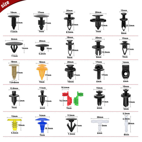 860Pcs Car Push Retainer Clips & Auto Fasteners Assortment -26 Most Popular Sizes Nylon Bumper Fender Rivets with 10 Cable Ties and Fasteners Remover for Toyota GM Ford Honda Chevy