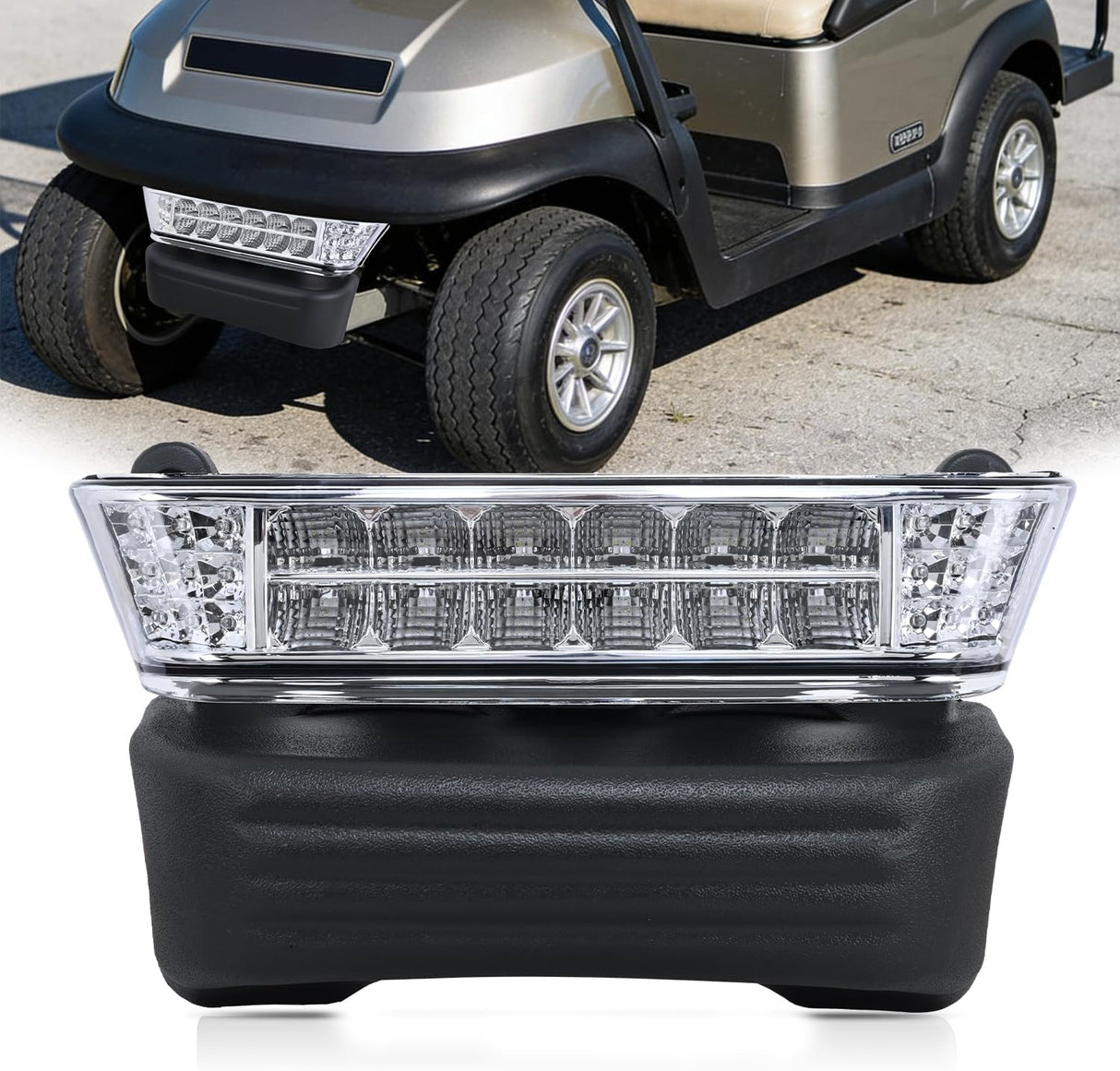 Golf Cart LED Headlight with Bumper Turn Signals Running Lights High Brightness Waterproof Plug and Play 12V for 2004-Up Club Car Precedent Electric Carts