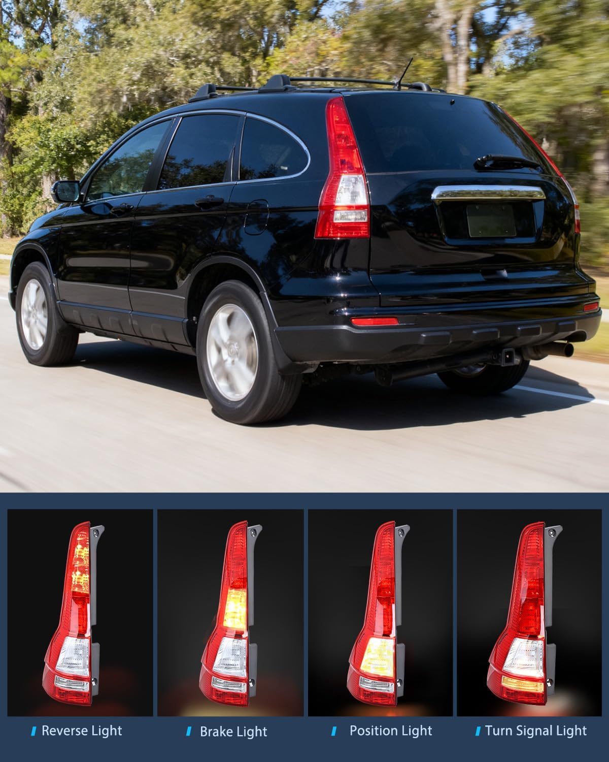 Taillight Assembly Compatible with 2007 2008 2009 2010 2011 Honda CR-V Tail Light OE Style Rear Lamp Replacement Driver and Passenger Side