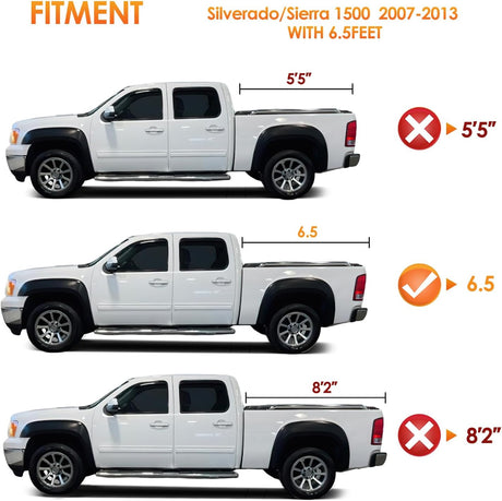 Soft Roll-Up Tonneau Cover Compatible with Chevy Silverado/GMC Sierra 1500 2007 2008 2009 2010 2011 2012 2013–6.5ft Truck Bed Cover