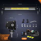 LED Light Bar with Amber DRL 19.5 Inch 75W Single Row Offroad Light Anti-Glare Flood Spot Combo Slim Light Bar IP68 w/ 16AWG DT Wiring Kit for Pickup Truck SUV ATV UTV Boat 4x4 Jeep
