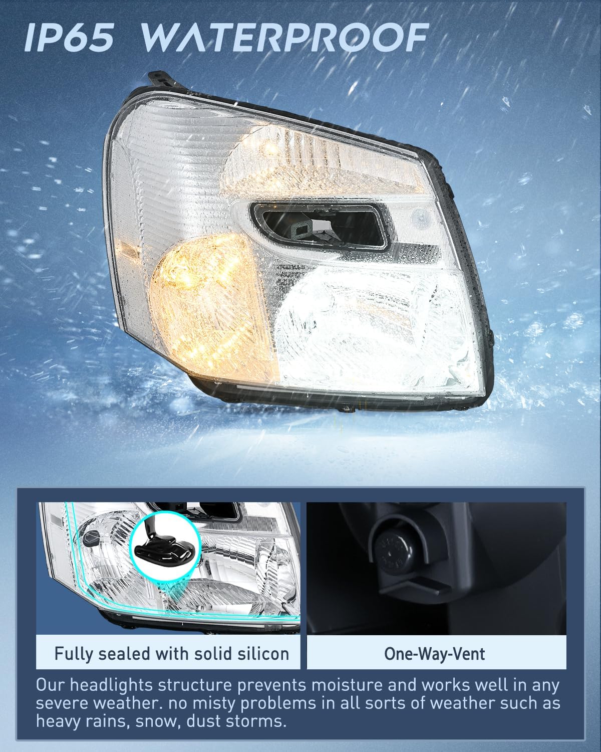 Headlight Assembly Compatible with 2005 2006 2007 2008 2009 Chevy Equinox SUV OE Style Replacement Headlights Chrome Housing Clear Reflector Headlamp Passenger and Driver Side