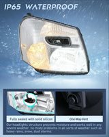 Headlight Assembly Compatible with 2005 2006 2007 2008 2009 Chevy Equinox SUV OE Style Replacement Headlights Chrome Housing Clear Reflector Headlamp Passenger and Driver Side