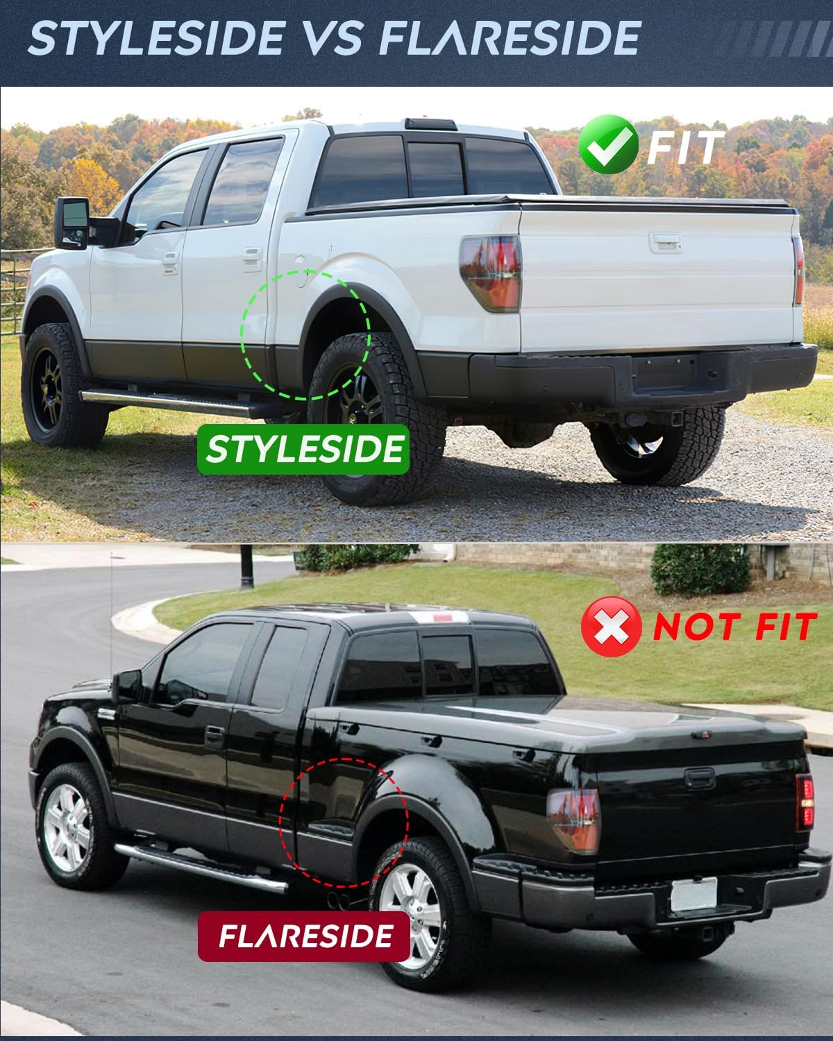Taillight Assembly Compatible with 2009 2010 2011 2012 2013 2014 Ford F150 Incandescent Type Styleside Upgrade LED Tube tail lights; Rear Brake Lamps Smoked Lens