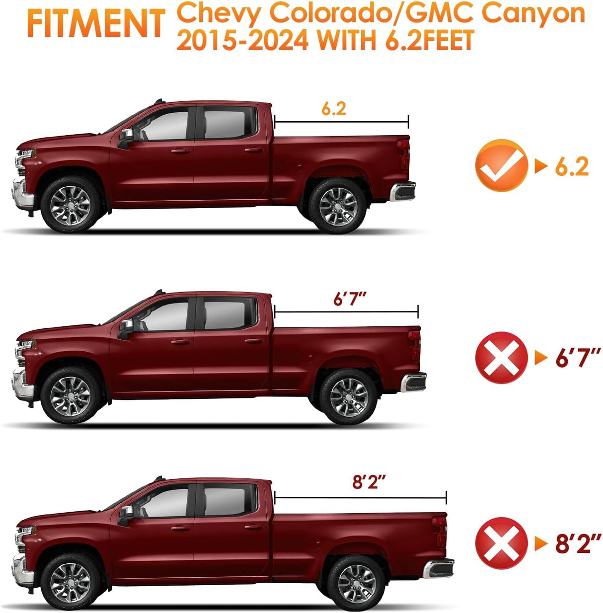 Soft Tri-fold Truck Bed Tonneau Cover Compatible with Chevy Colorado/GMC Canyon 2015 2016 2017 2018 2019 2020 2021 2022 2023 2024 2025-6.2 ft