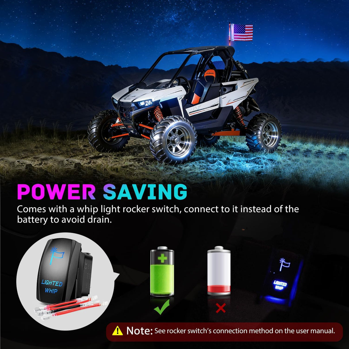 COB RGB LED Whip Light 1PC 2FT Spiral Antenna Whips | Bluetooth APP and Remote Control with DIY Chasing Patterns Music Sync and Spring Base for ATV UTV RZR Can Am and Truck