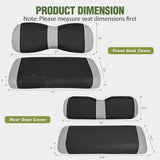 Golf Cart Seat Covers 2PCS Grey Black Yamaha Club Car Precedent | Breathable Sun Scratch Resistant Washable No Staple Fits 2007-2016 Yamaha G29 2017-2026 Drive2 2004-2019 Club Car Precedent