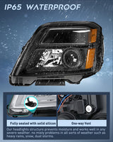 Headlight Assembly Compatible with 2010 2011 2012 2013 2014 2015 GMC Terrain Halogen Projector OE Style Replacement Headlights Black Housing Amber Reflector Headlamp Passenger and Driver Side