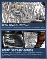 Headlight Assembly Compatible with 2009 2010 2011 2012 2013 2014 2015 2016 2017 2018 2019 2020 2021 Nissan Frontier 4-Door Sedan Black Housing Amber Reflector Passenger and Driver Side